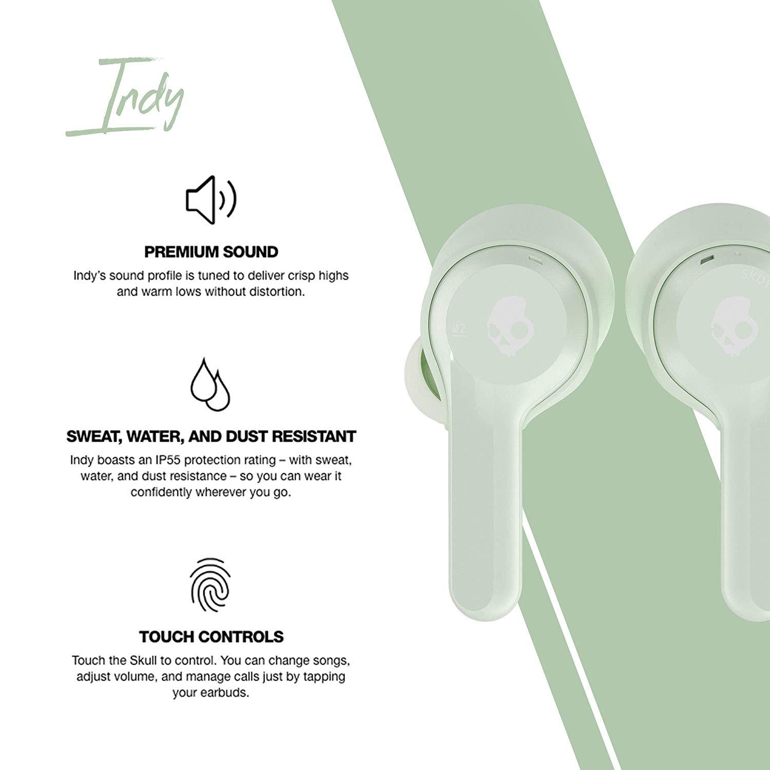 Блутут слушалки Skullcandy Indy True Wireless, Зелен