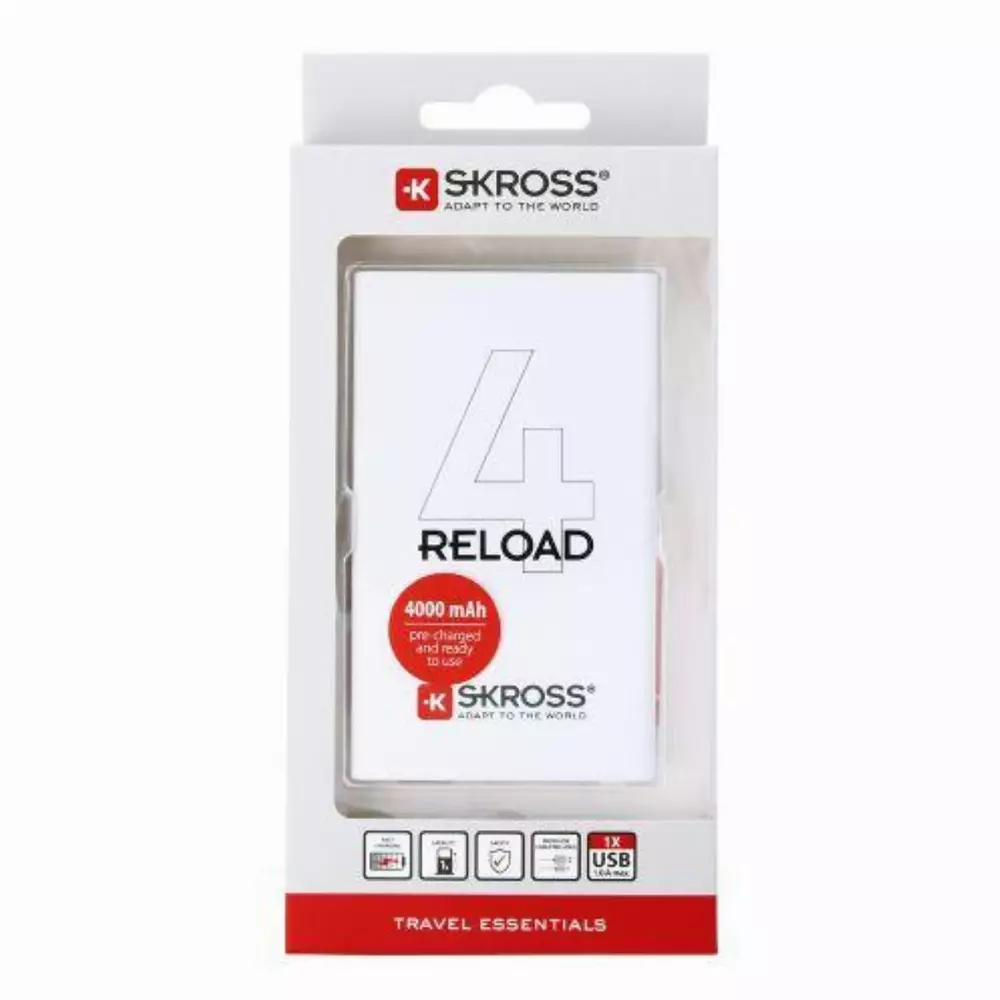 Външна батерия SKROSS RELOAD 4, 4000 mAh, Бял