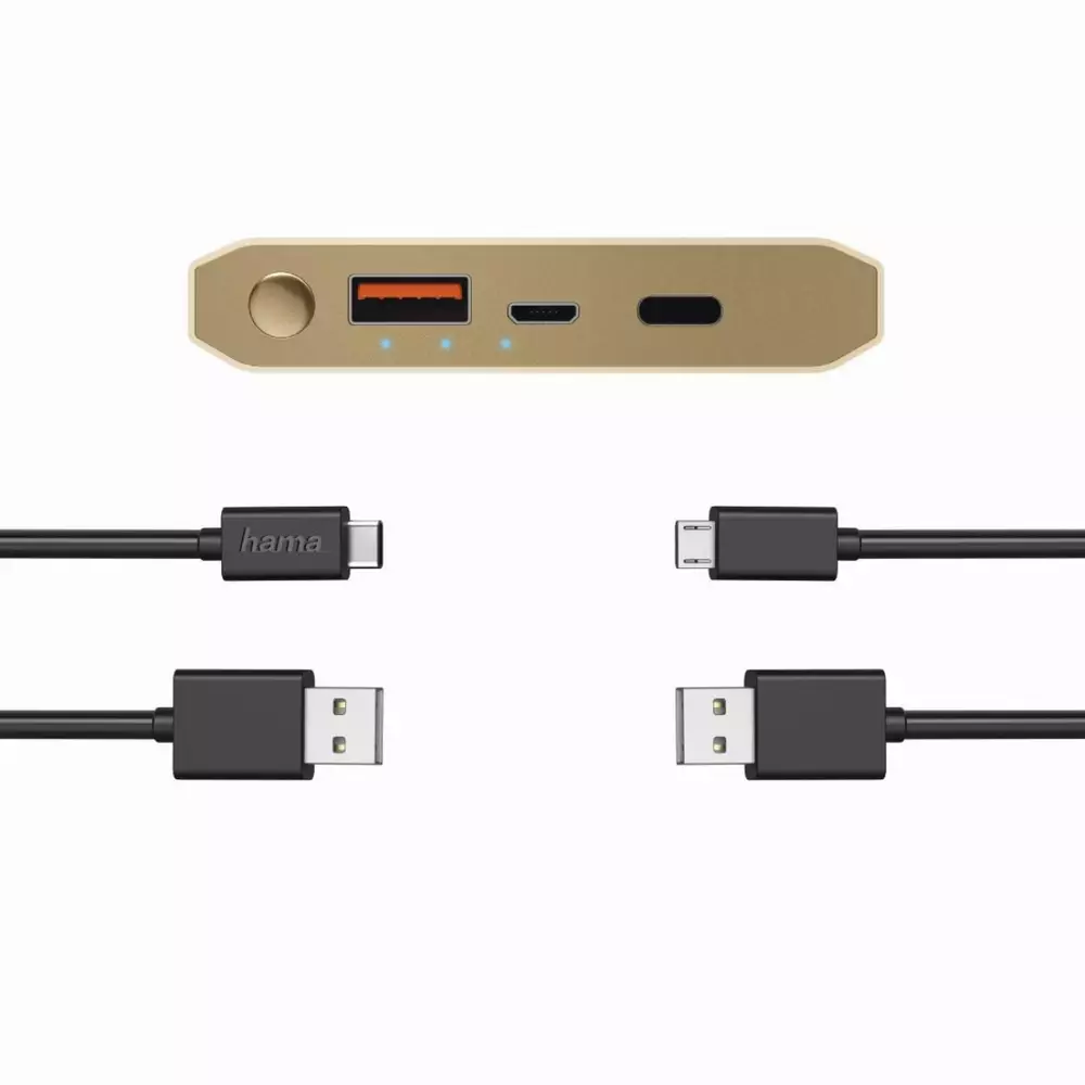 Външна батерия HAMA PA12, 12000 mAh, USB-C, Златист