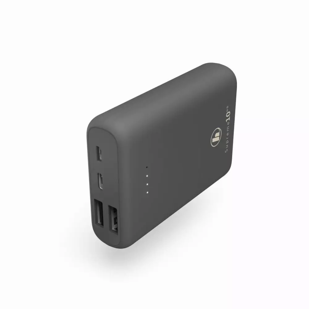 Външна батерия HAMA Supreme 10HD, 10000 mAh, LiPolym, USB-A/USB-C, Сив