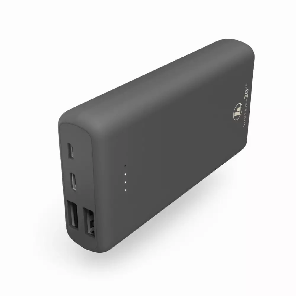 Външна батерия HAMA Supreme 20HD, 20000 mAh, LiPolym, USB-A/USB-C, Сив