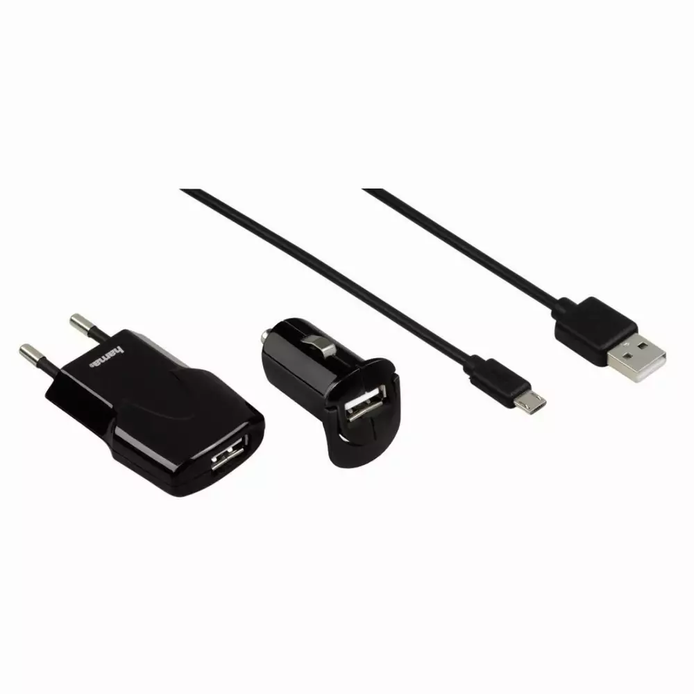 Комплект за зареждане HAMA "Picco", micro USB, Черно, 1А