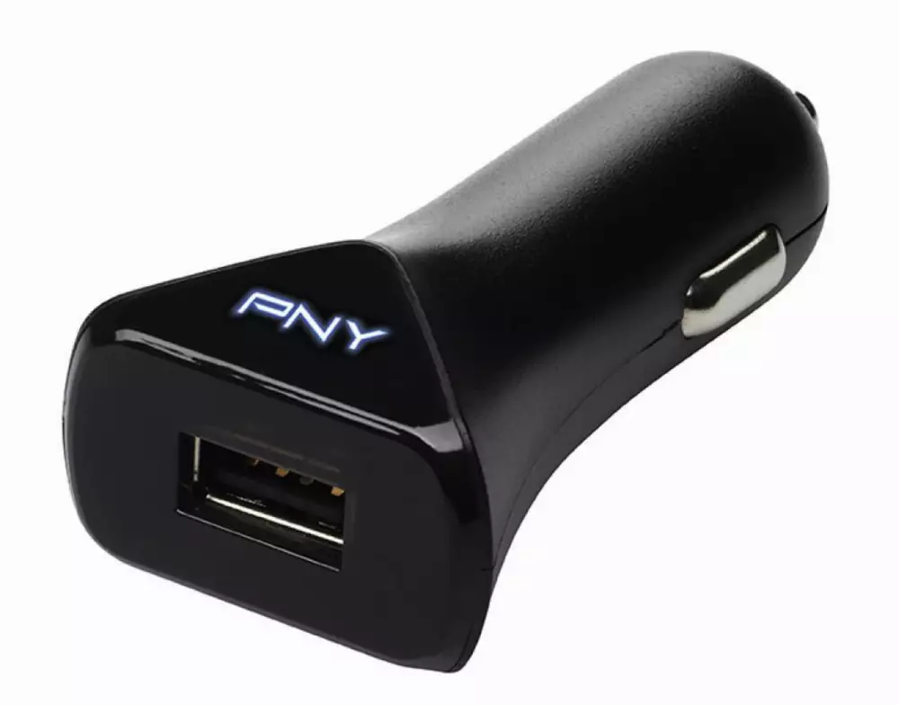Зарядно за кола PNY Rapid, 12V/USB, 5V/2400mA, Черен