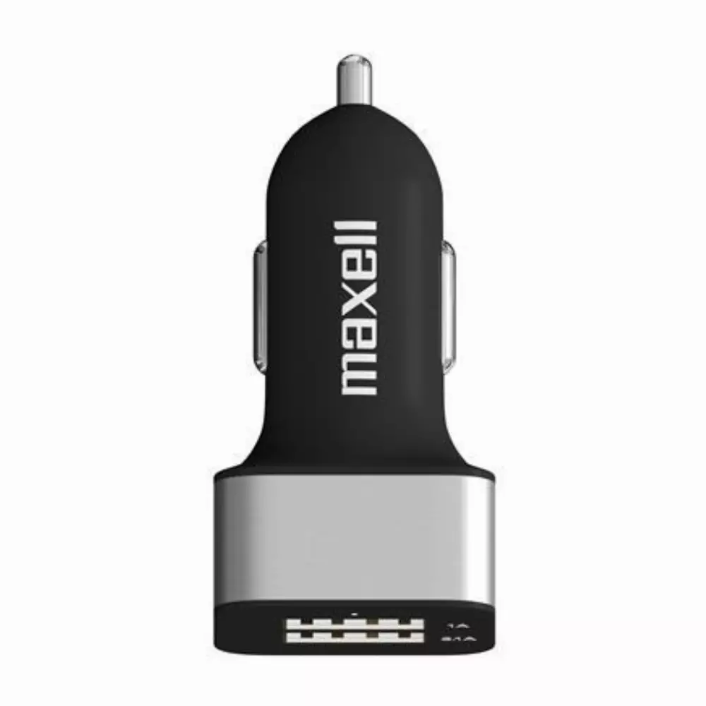 Зарядно за кола MAXELL DUAL с 2 изхода, 2 x USB, Черен/Сребрист