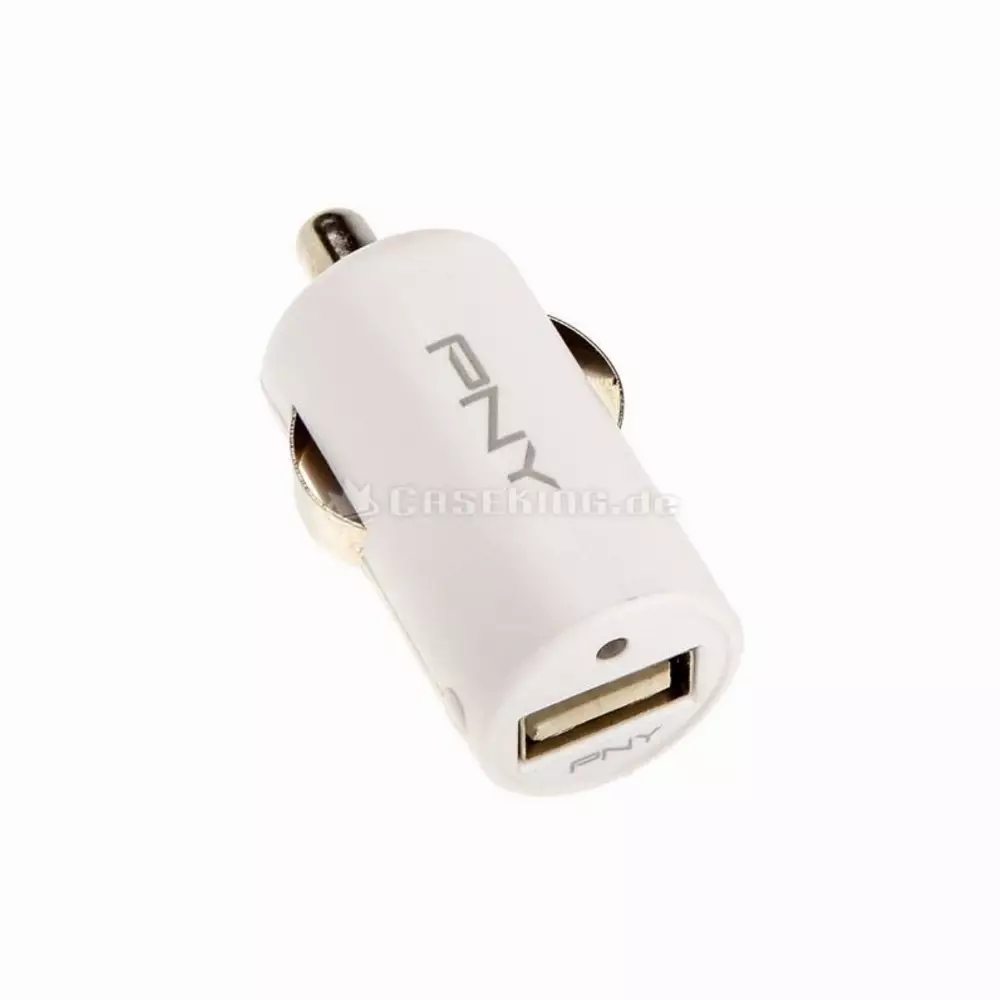 Зарядно за кола PNY, 12V/USB, 5V/2400mA, Бял