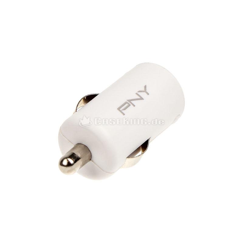 Зарядно за кола PNY, 12V/USB, 5V/2400mA, Бял