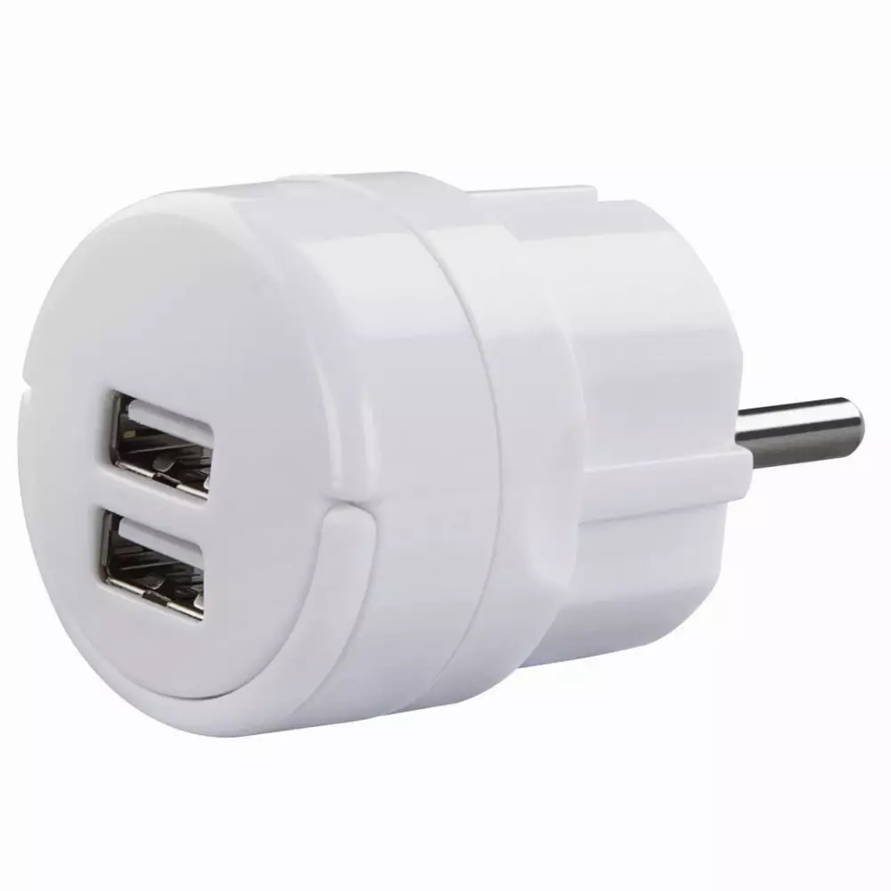 Зарядно 220 V HAMA 121989, 2 x USB, 2.1 A, Бял