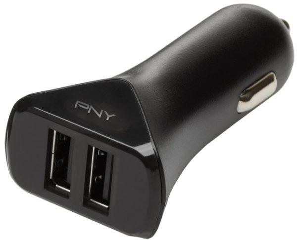 Зарядно за кола PNY, 12V/USB, 5V/3400mA, Черен