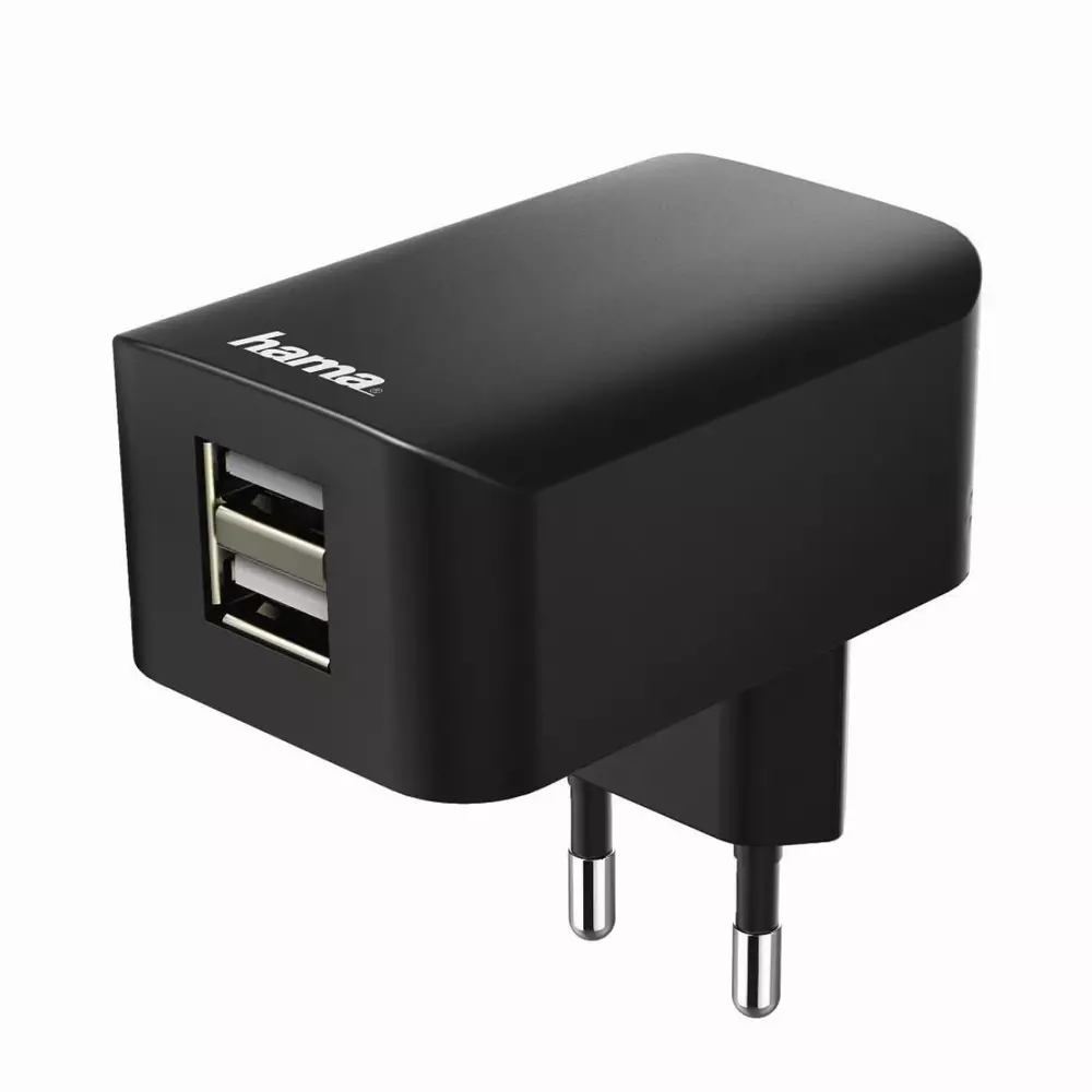 Зарядно 220V HAMA 173757, 2x USB, 3.1A, Черен