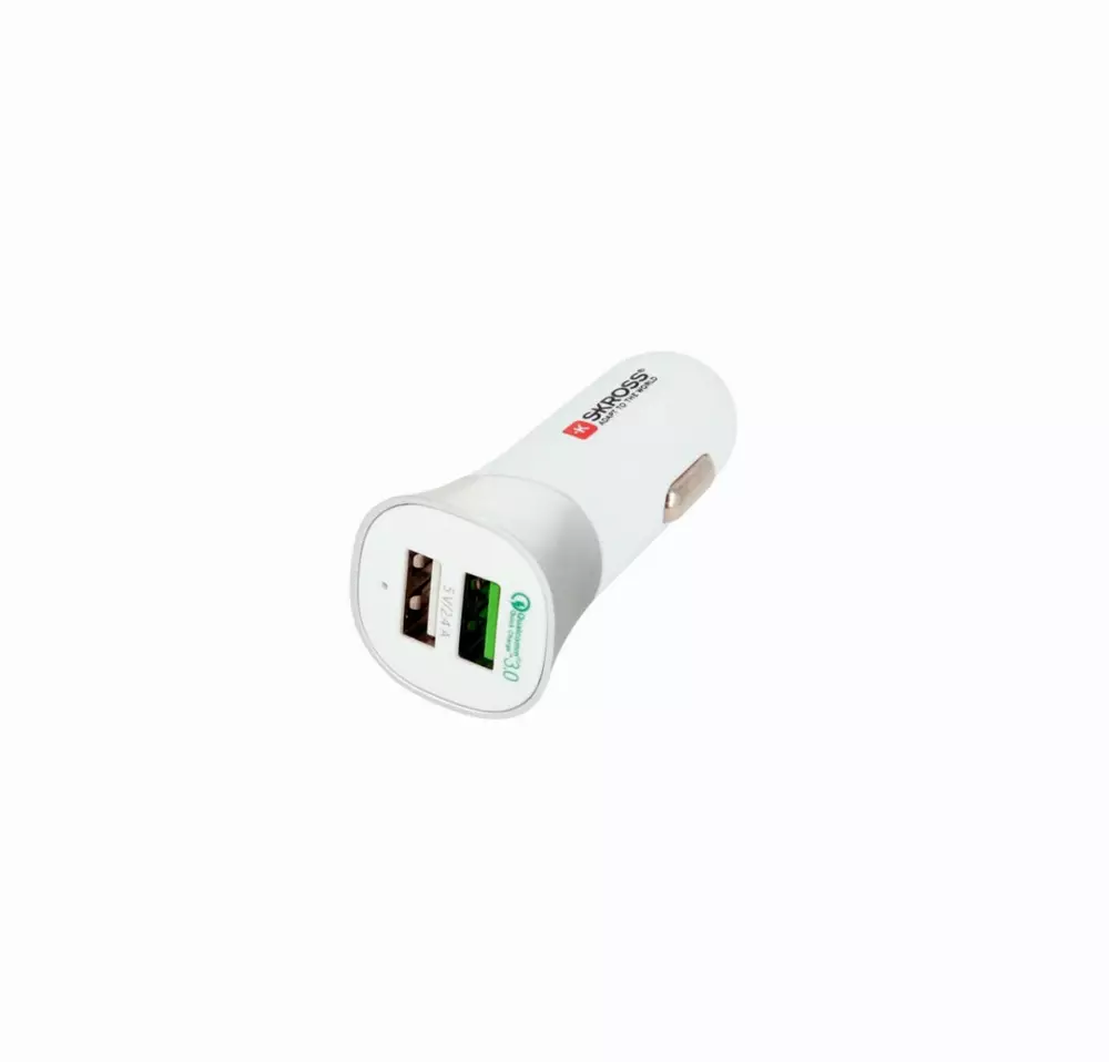 Зарядно за кола SKROSS 2900615, 2 x USB-A, 5.4 А, Бял