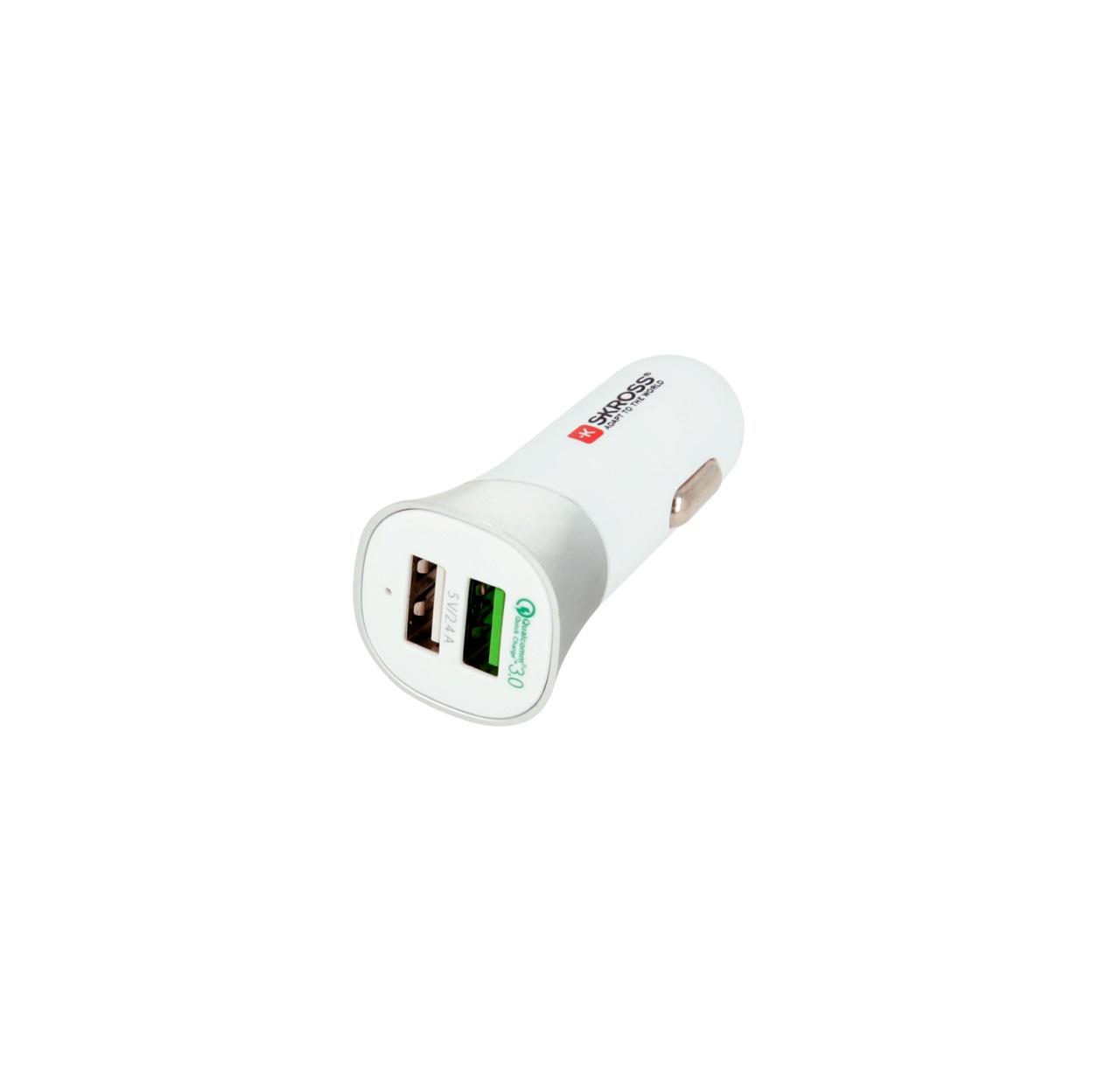 Зарядно за кола SKROSS 2900615, 2 x USB-A, 5.4 А, Бял