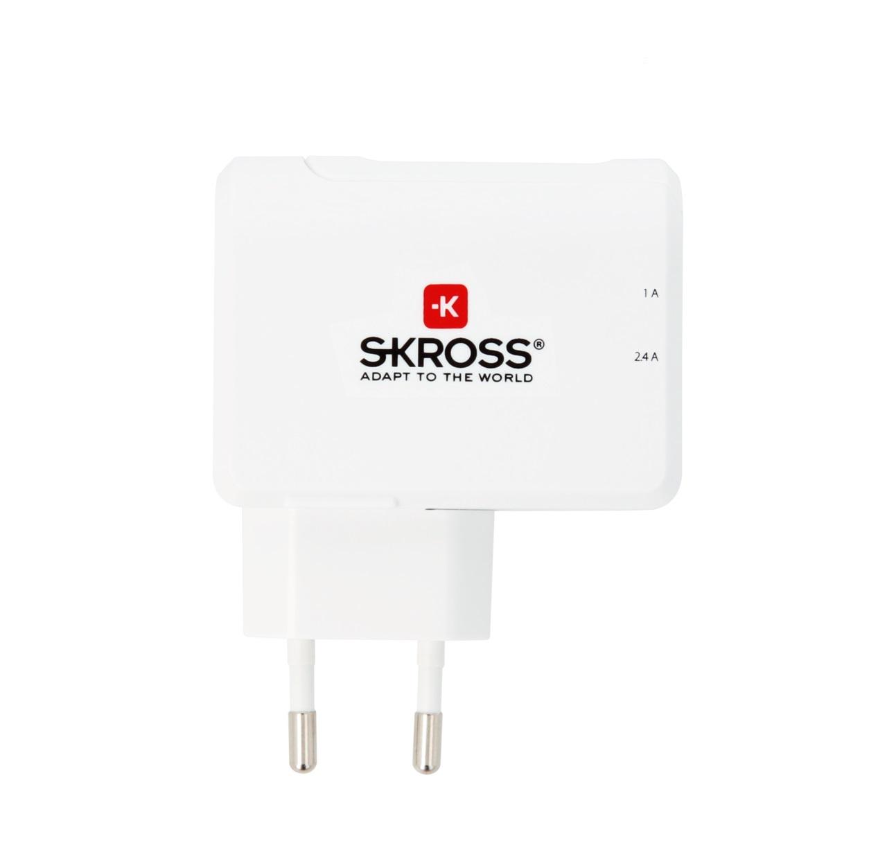 Зарядно SKROSS 2800111, 100-240V, 2 x USB, 3.4 A, Бял