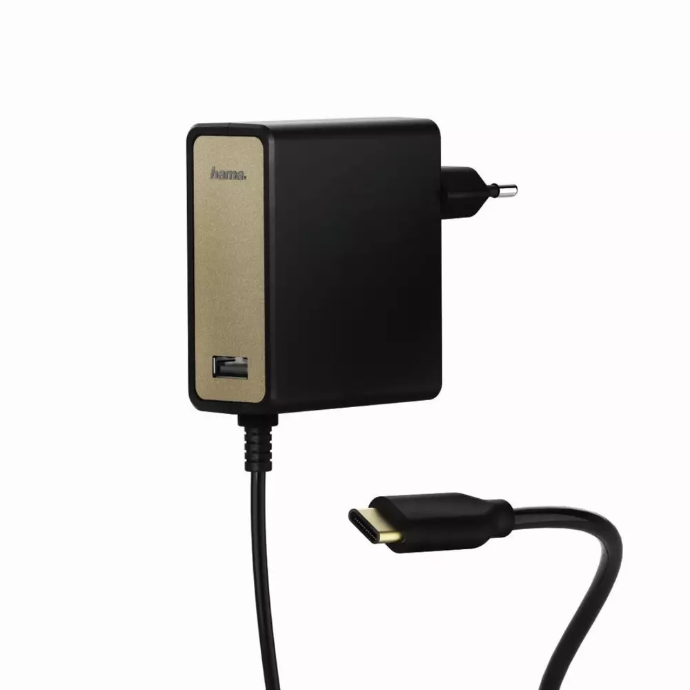 Зарядно с кабел HAMA 54184, 220V, 5-20V/60W, USB-A / USB-C PD( Power Delivery)
