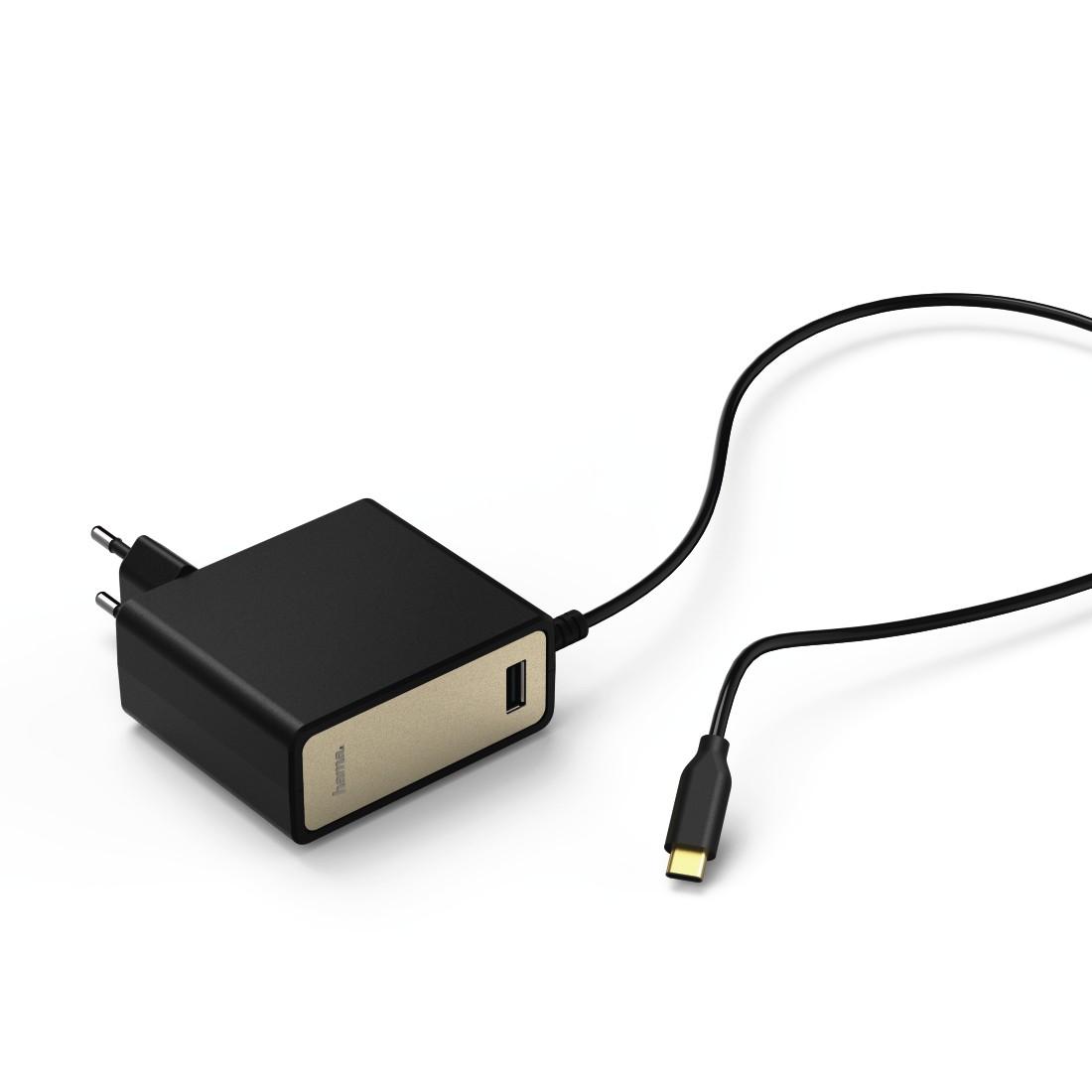 Зарядно с кабел HAMA 54184, 220V, 5-20V/60W, USB-A / USB-C PD( Power Delivery)
