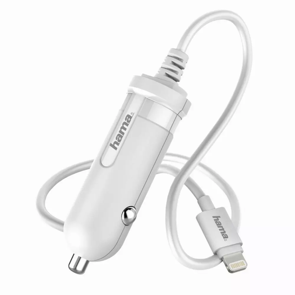 Зарядно за кола HAMA 173862, за Apple iPhone iPad, Lightning, 1 A, Бял