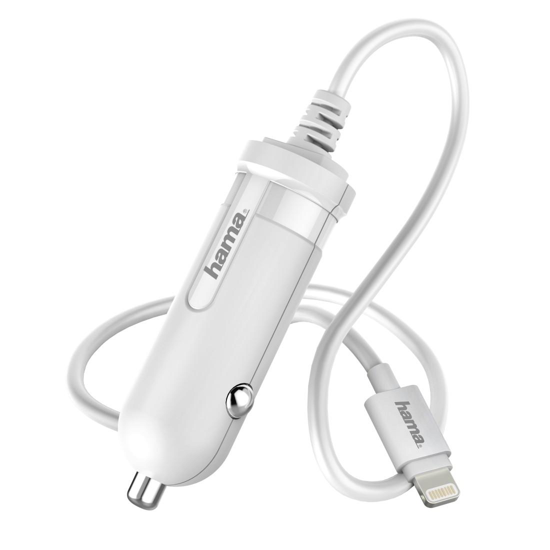 Зарядно за кола HAMA 173862, за Apple iPhone iPad, Lightning, 1 A, Бял