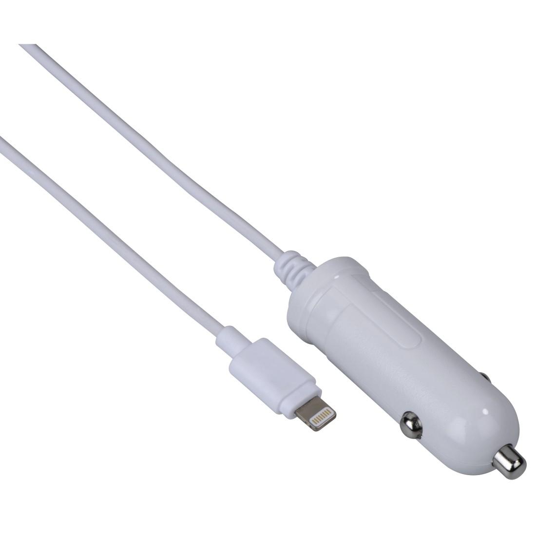 Зарядно за кола HAMA 173862, за Apple iPhone iPad, Lightning, 1 A, Бял
