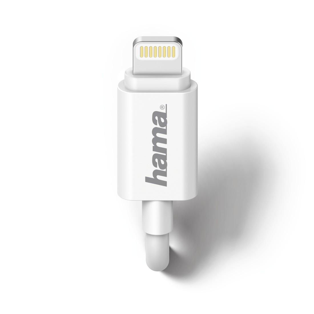 Зарядно за кола HAMA 173862, за Apple iPhone iPad, Lightning, 1 A, Бял