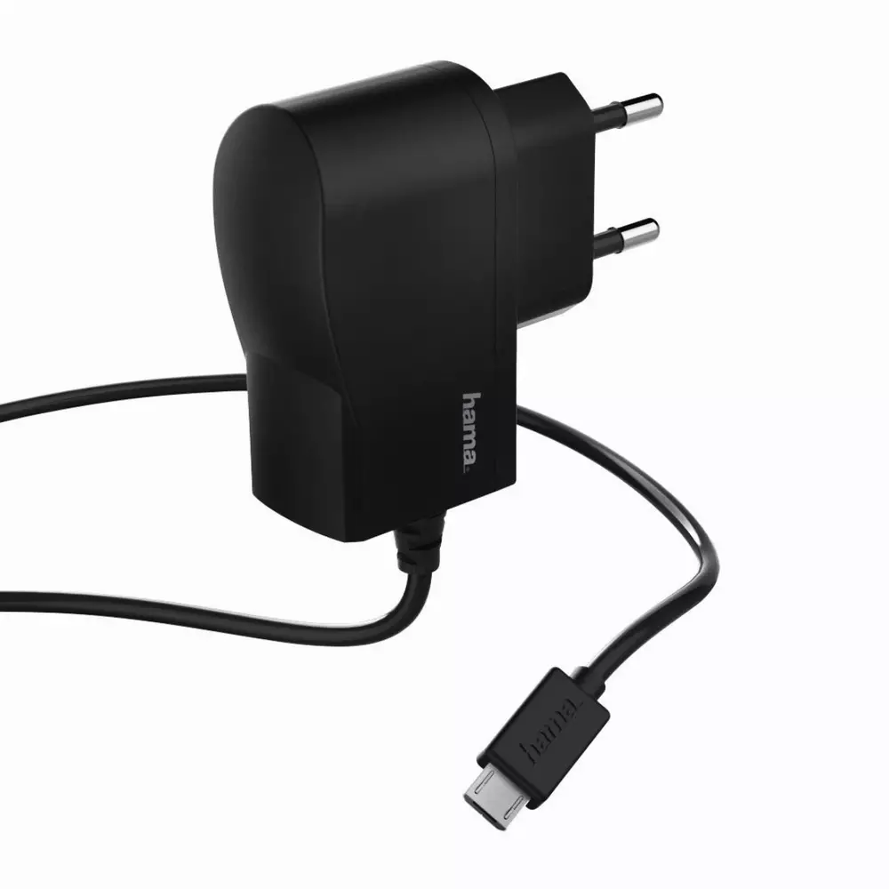 Зарядно HAMA 220V, micro USB, 1 A, с кабел, Черен