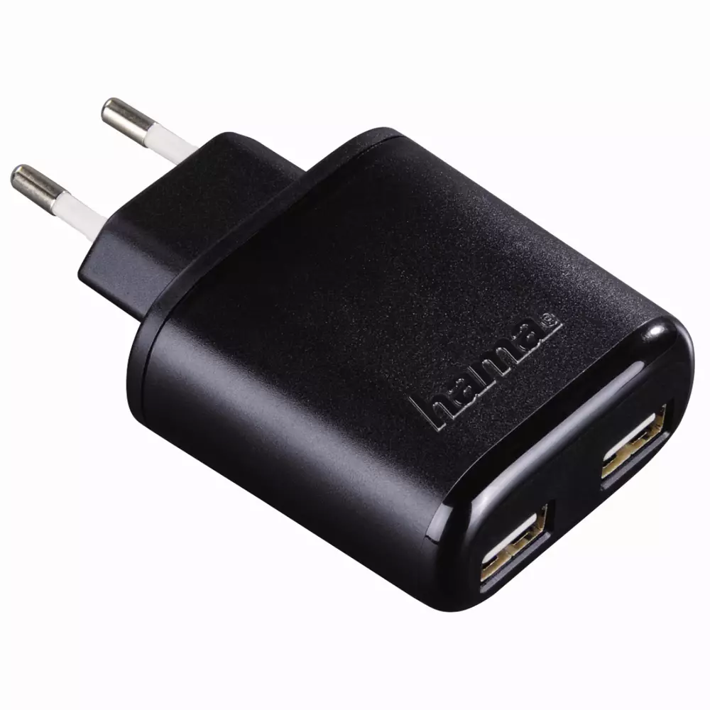 Зарядно 220V HAMA Auto-Detect 5 V/4.8 A, 2x USB, черен