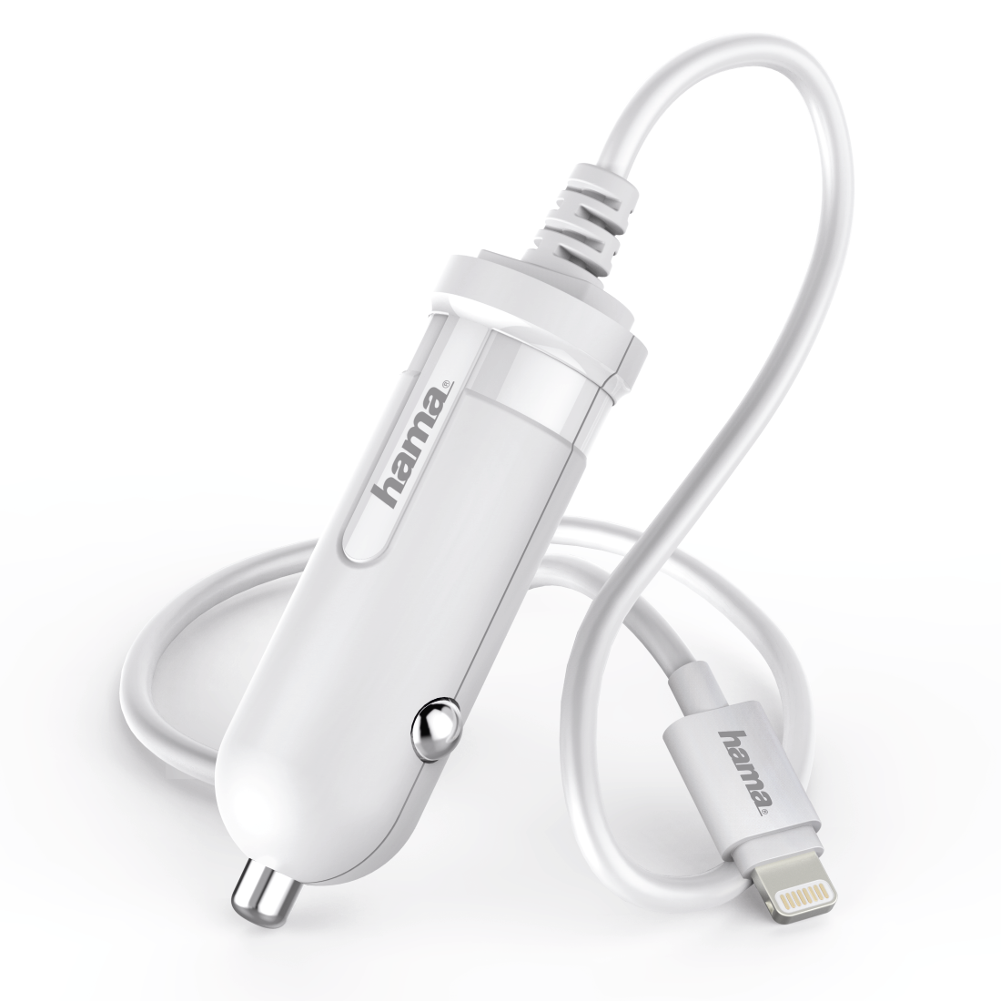 Зарядно за кола HAMA Lighning за Apple iPhone iPad, 5 V/2.4 A, бял