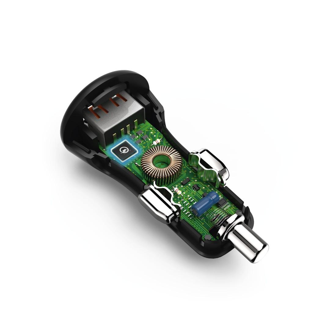 Зарядно за кола HAMA 183231, USB Type-C, 3 A,Qualcomm Quick Charge 3.0 + USB Type-C кабел, 1.5м, Черен
