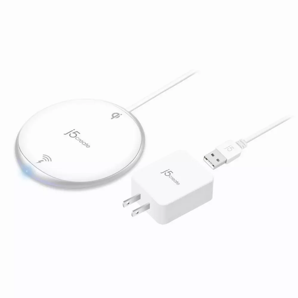 Безжично зарядно устройство j5create JUPW1101, Бял,10W