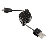 Ролетен кабел HAMA USB - micro USB  с регулируема дължина, Черен