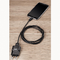 Кабел HAMA USB 2.0- micro USB, LED диод,позлатени конектори, 1.5 м., Черен
