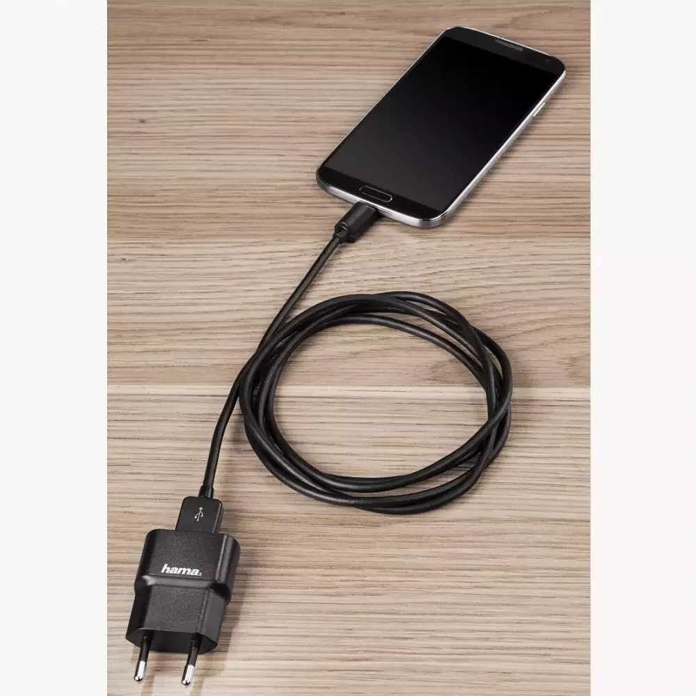 Кабел HAMA USB 2.0- micro USB, LED диод,позлатени конектори, 1.5 м., Черен