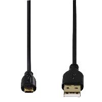Кабел HAMA Flexi-Slim USB 2.0 - micro USB, 0.75 м., Позлатени конектори, Черен