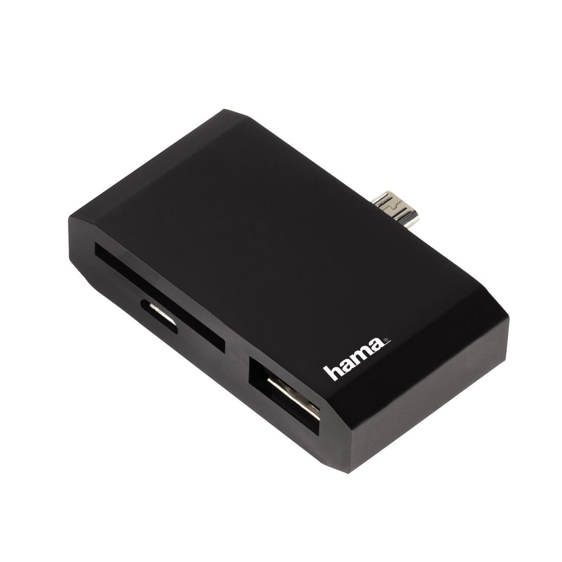 Адаптер HAMA 123582, 3 в 1 за таблети и PC, Micro USB, Черен