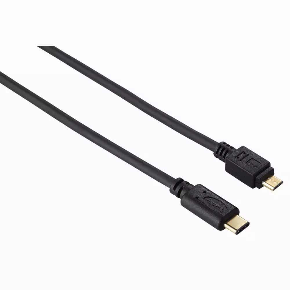 Кабел HAMA 135713 USB-C мъжко -  micro USB B мъжко, 480Mbit/s, 0.75 м., Черен