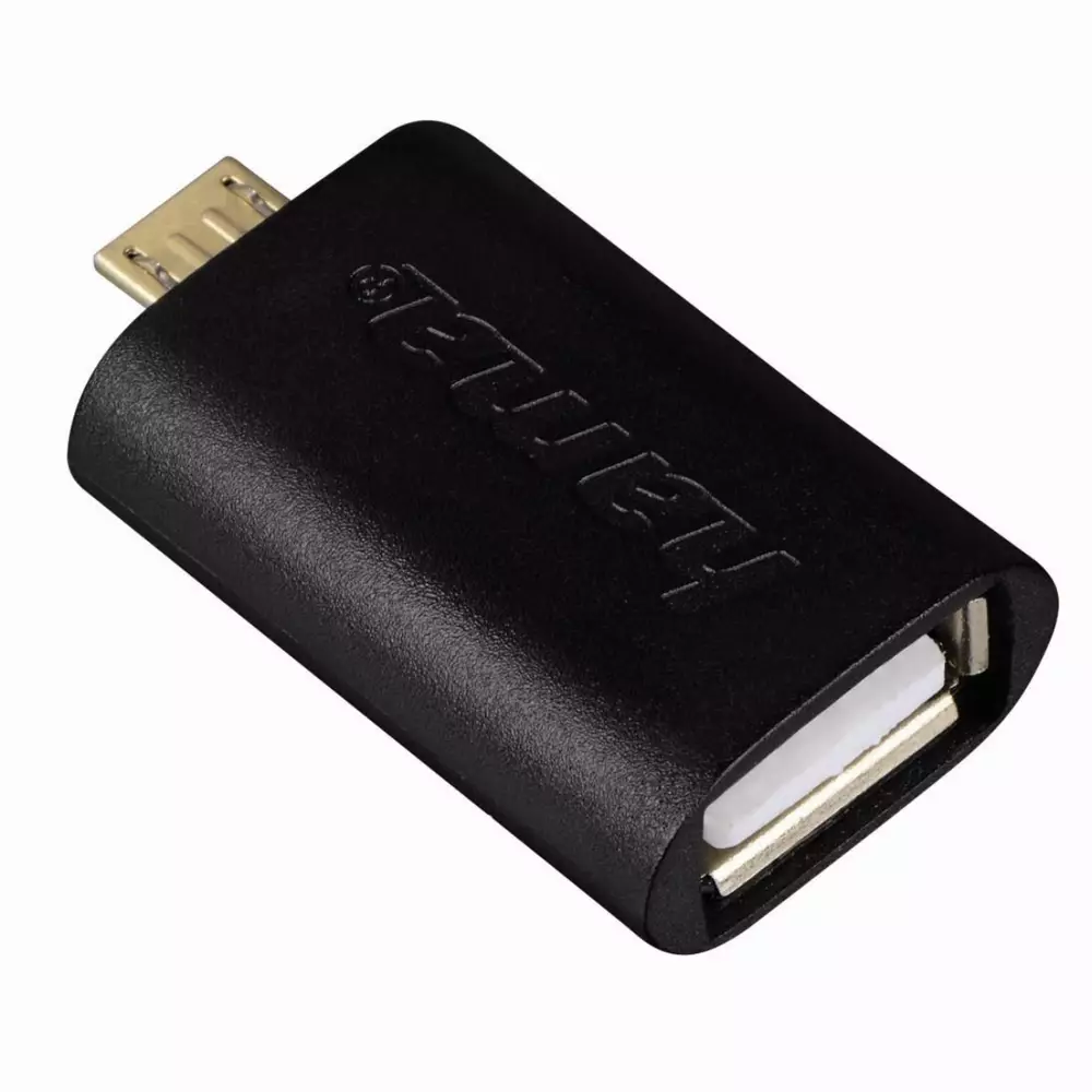 Адаптер OTG HAMA 54514, USB 2.0 micro B мъжко - A женско, Черен