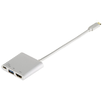 3 в 1 USB-C Мултипортов адаптер HAMA 135728 за USB 3.1, HDMI и USB-C, Бял