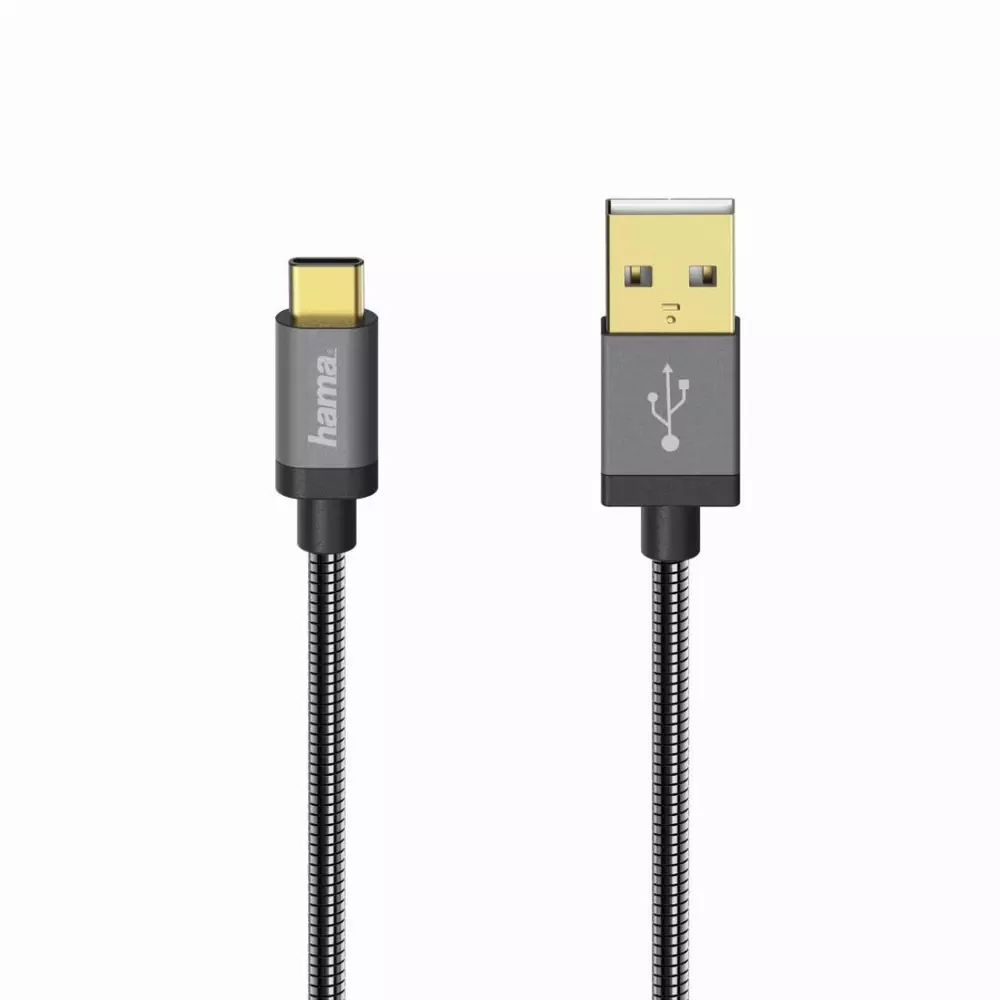 Кабел HAMA Elite USB-C мъжко-USB-A мъжко, 0.75 м.,5 звезди,480Mbit/s Антрацит