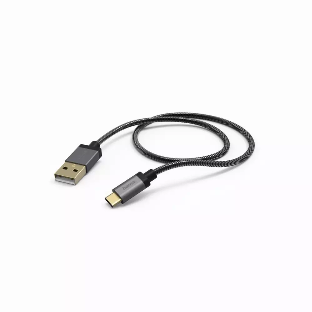 Кабел HAMA Elite USB-C мъжко-USB-A мъжко, 0.75 м.,5 звезди,480Mbit/s Антрацит