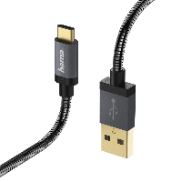 Кабел HAMA Elite USB-C мъжко-USB-A мъжко, 0.75 м.,5 звезди,480Mbit/s Антрацит