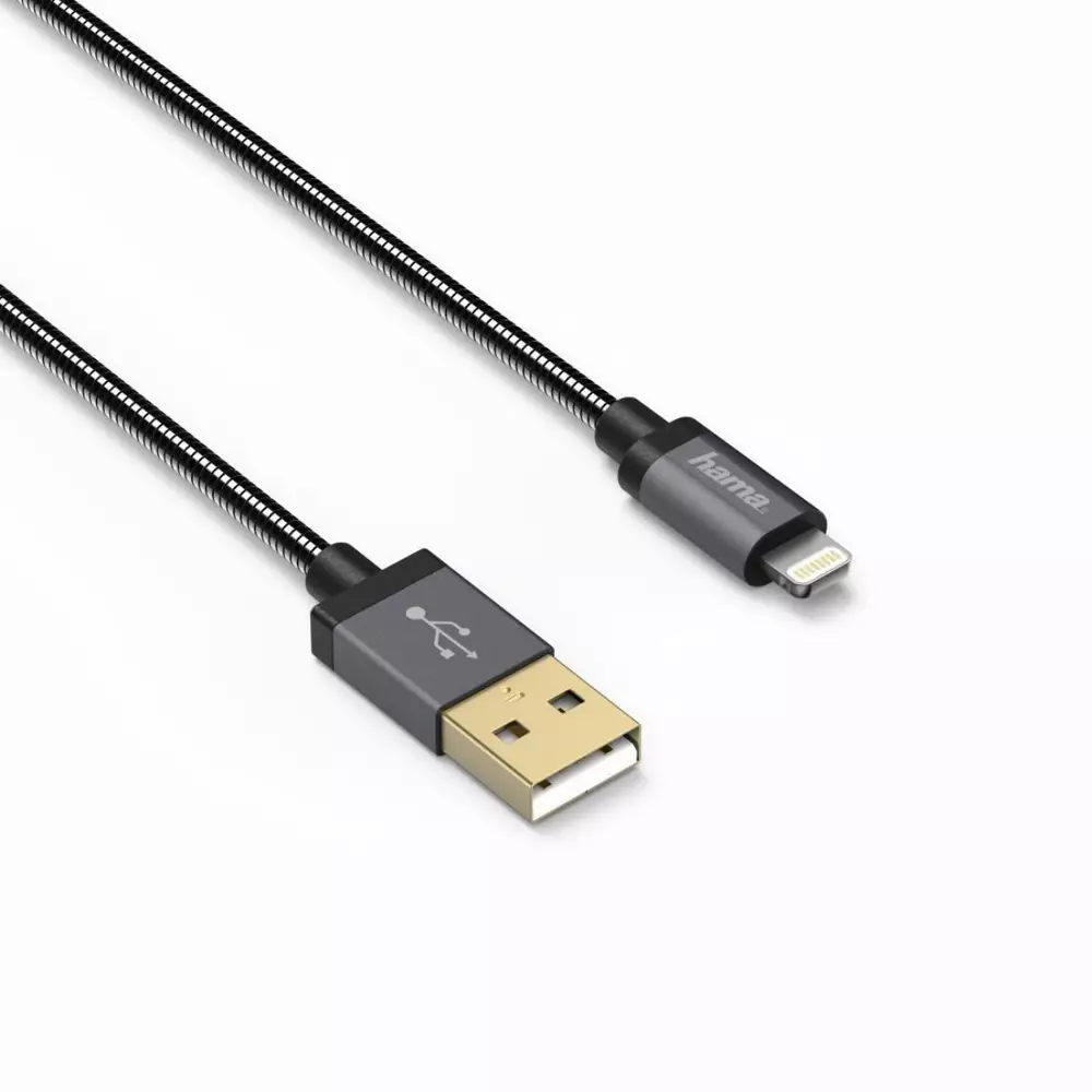 Кабел HAMA Elite USB-A мъжко - Lightning мъжко, 0.75 м., 5 звезди, Антрацит