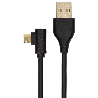 Кабел HAMA USB 2.0 -A мъжко - Micro-USB мъжко, 90&deg;, 1 м, 3 звезди, Черен