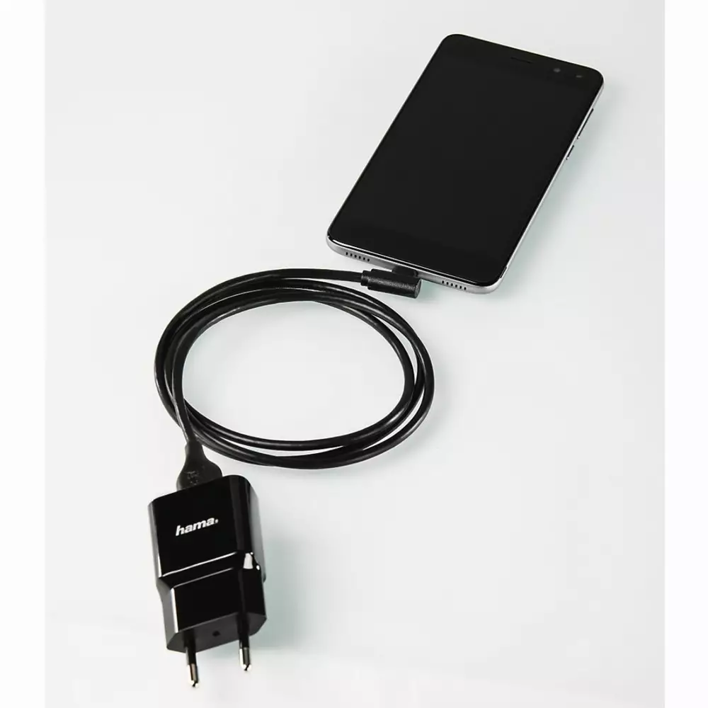 Кабел HAMA USB 2.0 -A мъжко - Micro-USB мъжко, 90&deg;, 1 м, 3 звезди, Черен