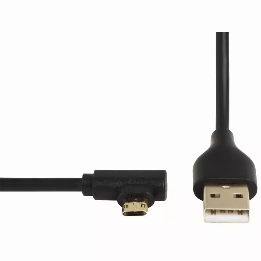 Кабел HAMA USB 2.0 -A мъжко - Micro-USB мъжко, 90&deg;, 1 м, 3 звезди, Черен