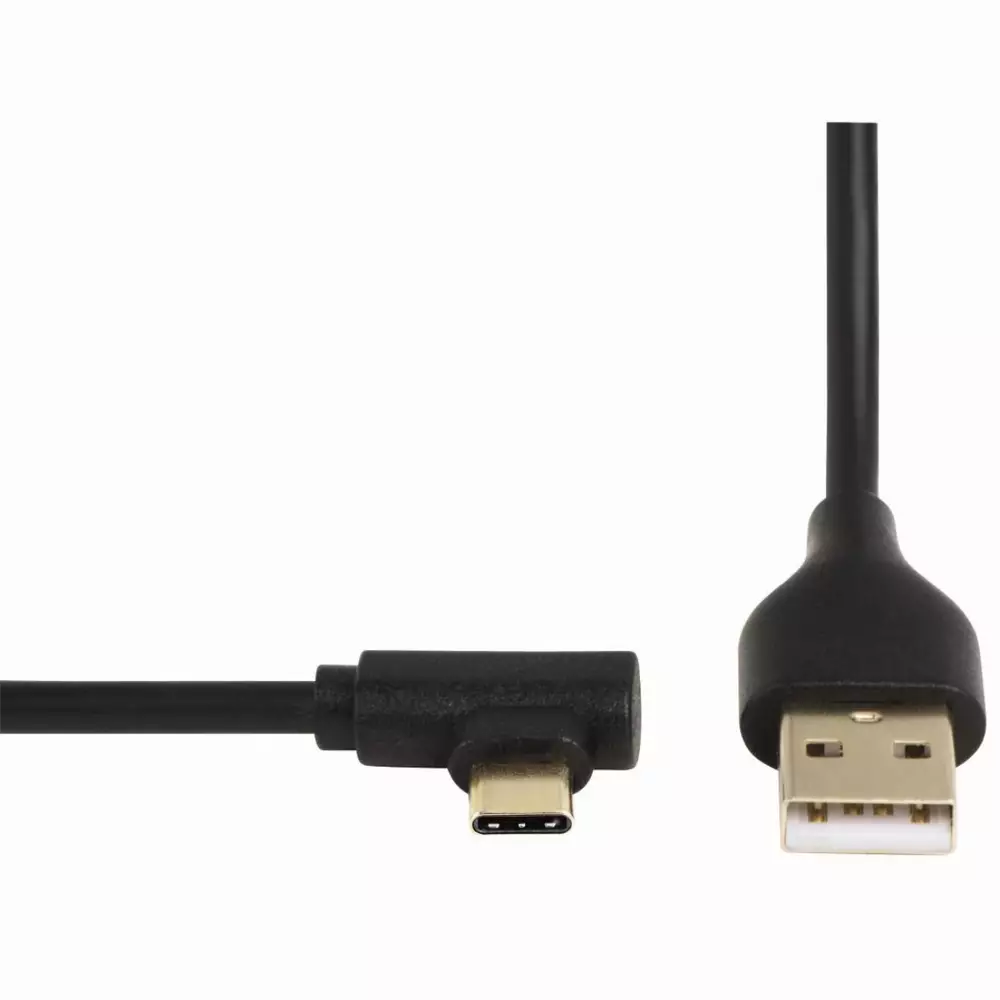Кабел HAMA 135738 USB-C мъжко- USB A, 90&deg;, 1 м, USB 2.0, 480Mbit/s, Черен