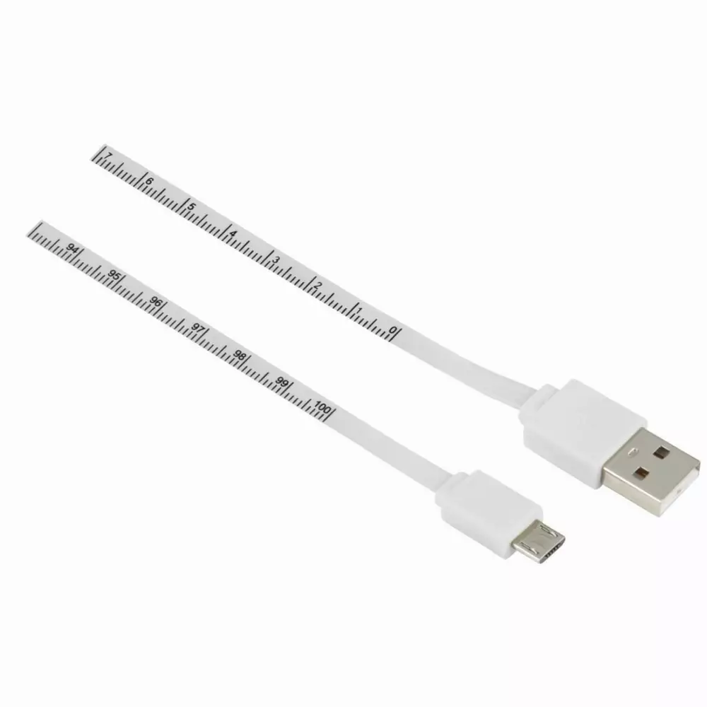 Кабел HAMA 12326, USB-A - MicroUSB, 1 м., USB 2.0, Измервателна лента, Бял/Жълт
