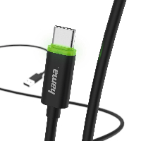 Кабел HAMA USB-C мъжко - USB 2.0 A мъжко, 1 м., LED индикатор, Черен