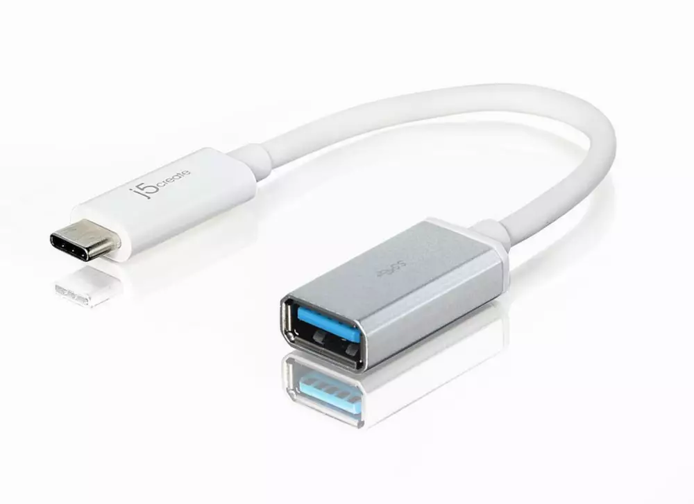 Адаптер  j5create JUCX05, USB-C 3.1 мъжко - USB-A женско 5Gb/s, Бял, 90см