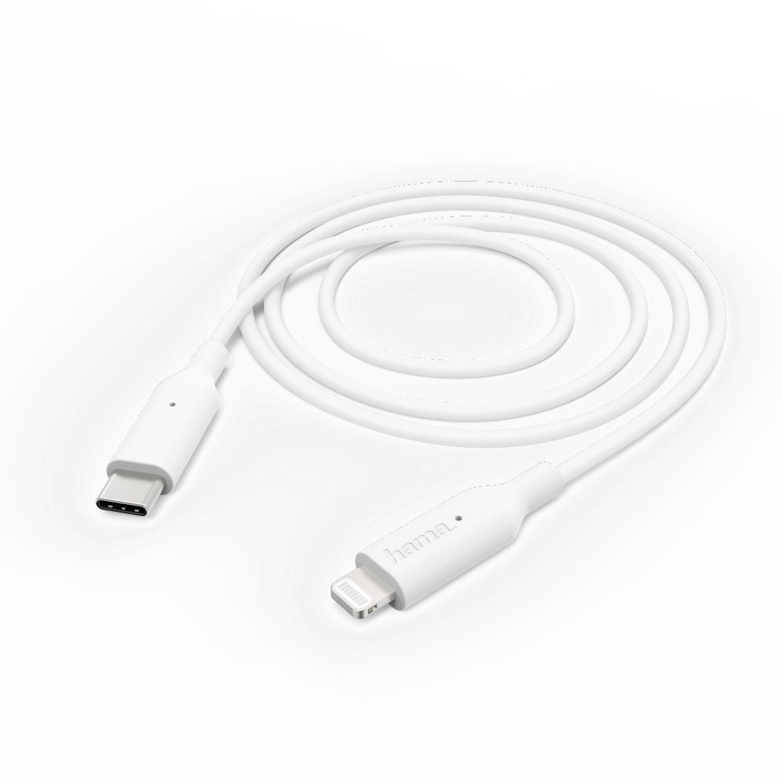 Кабел  HAMA 183295, USB Type-C - Lightning, 1м, Бял