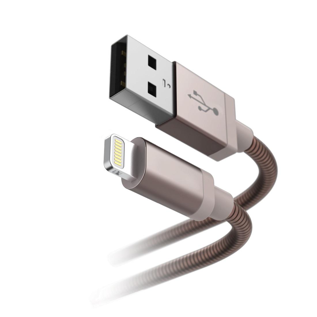 Кабел за зареждане и данни HAMA Metal, USB - Lightning, 1.5 м., златист