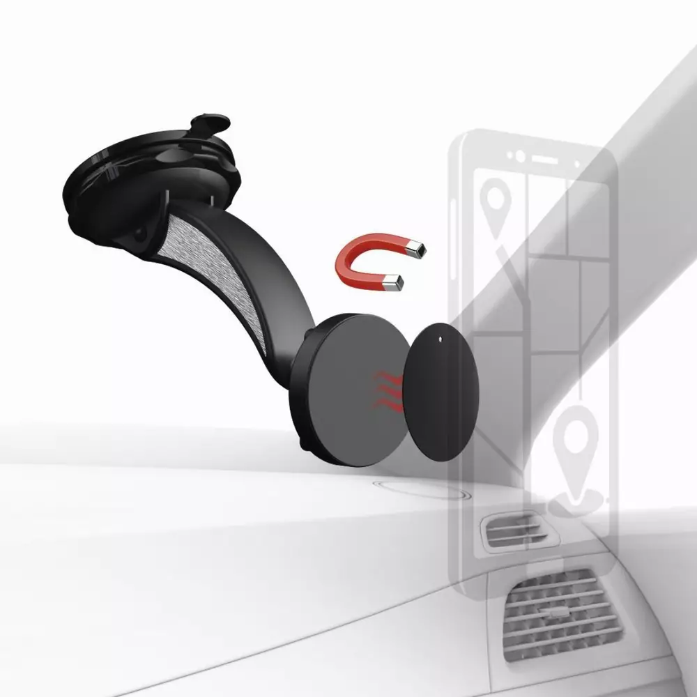 Магнитна стойка за стъкло и кола HAMA Magnet, за навигации/телефон/таблет, Черен
