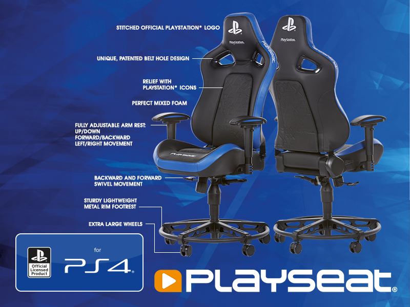 Геймърски стол Playseat L33T PlayStation, Черен/Син